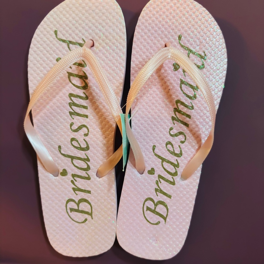 Pink Bridesmaid Flip Flops